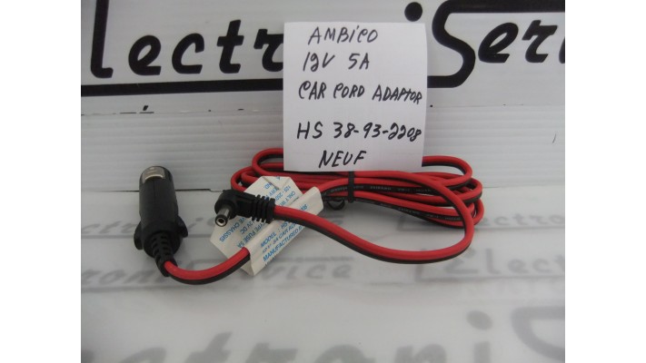 Ambico HS 38-93-2208 12vdc 5A car cord adaptor,